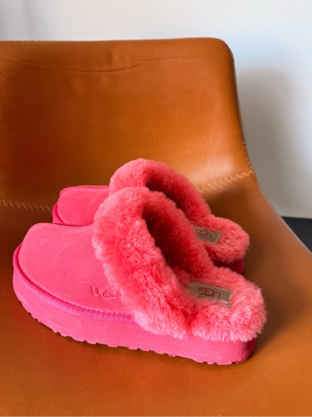 UGG Disquette Pink Glow Platform Suede Slippers Women's 7.5–8